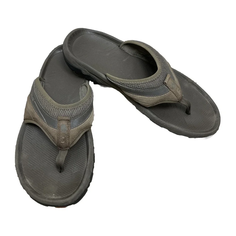 Teva Flip Flop‎ Sandal Mens 10 Comfort House Shoes Outdoors Gray Brown Casual